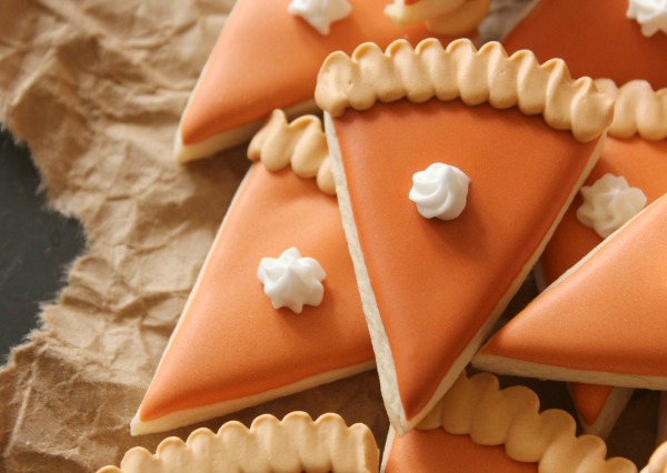 Mini Pumpkin Pie Slice Cookies Close Up