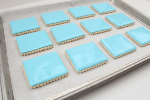 3.0 Blue Square Outline Frosted Cookie