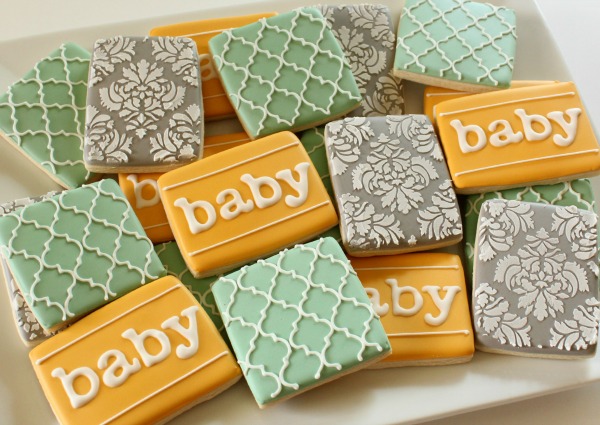 Damask Baby Shower Cookies