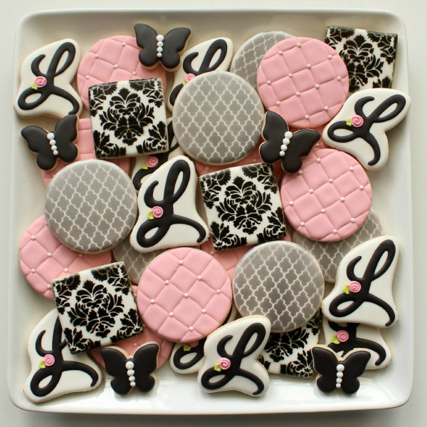 Pink and Black Baby Shower Cookies