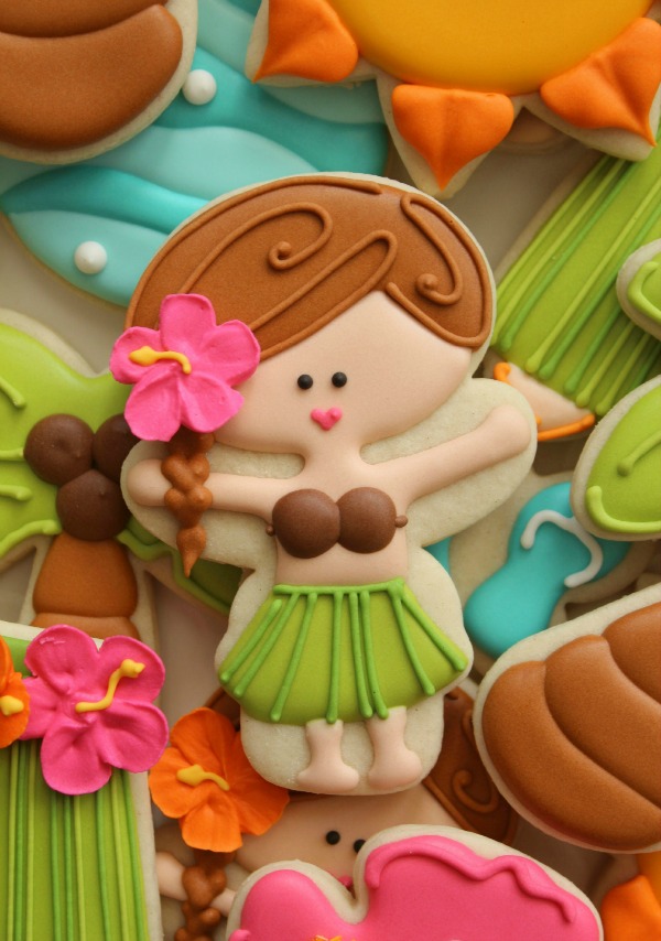 Decorated Hula Girl Cookie