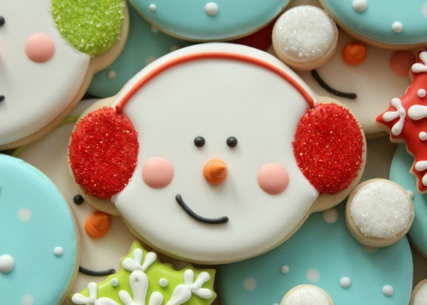 Snowman with Earmuffs Cookie