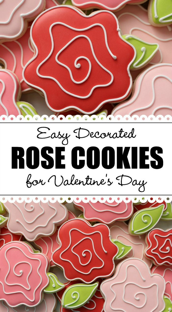Decorate whimsical Valetine's Day rose cookies in three easy steps