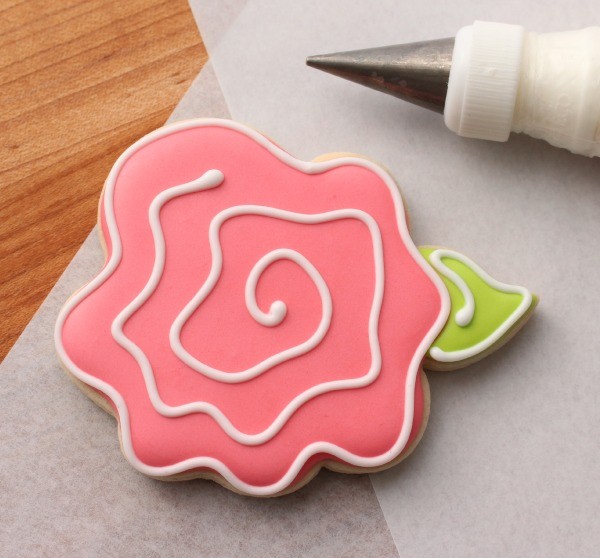 Simple Decorated Rose Cookies