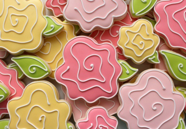 Whimsical Pink Rose Cookies HR3