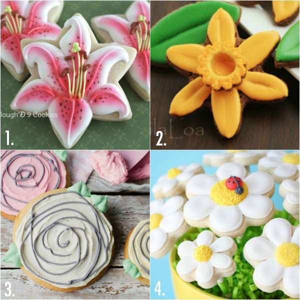 Decorated flower cookies for Mother's Day