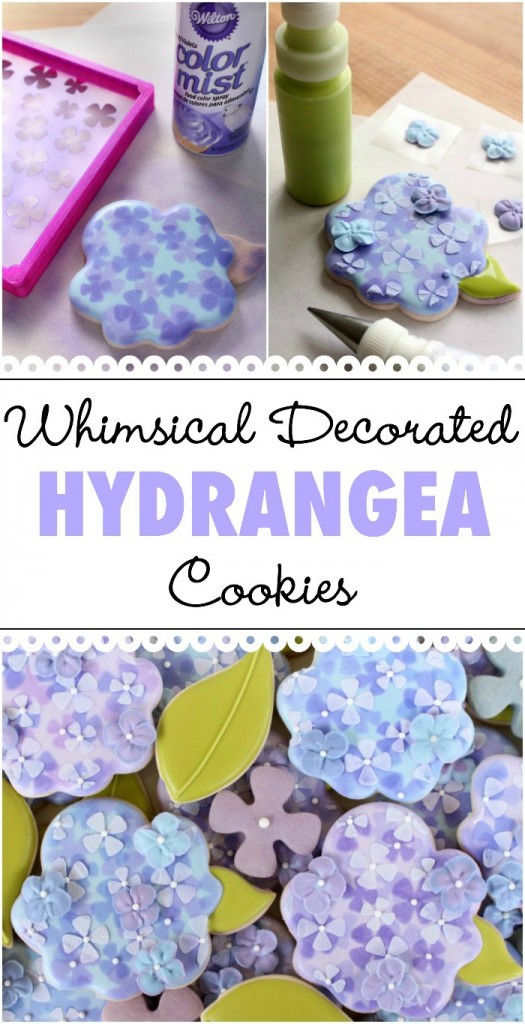 How to make whimsical hydrangea cookies with Wilton Color Mist spray.
