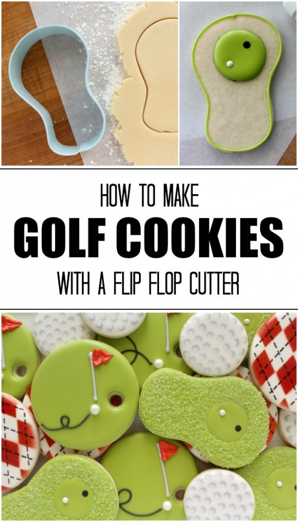 How to make simple golf cookies with a flip flop cutter via Sweetsugarbelle.com
