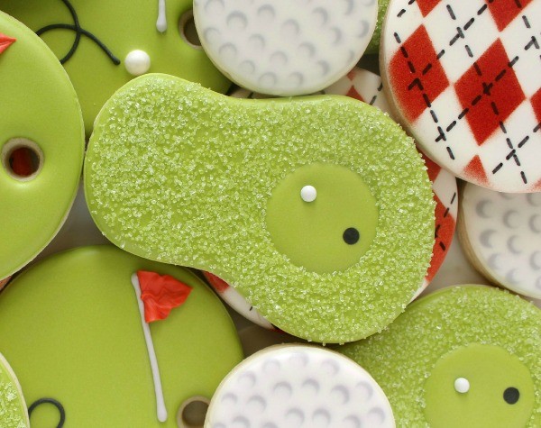 Simple Golf Fairway Cookies Green Cookies via sweetsugarbelle.com