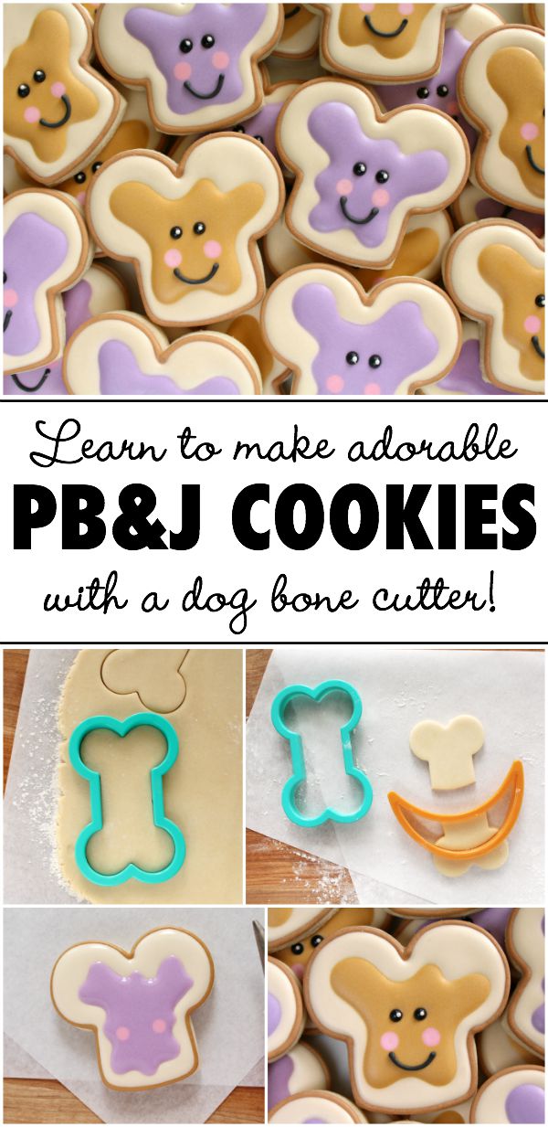 How to make adorable PB&J cookies with a dog bone cutter via Sweetsugarbelle.com