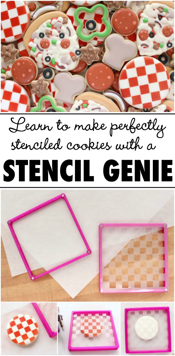 How to make perfectly stenciled cookies every single time with the amazing Stencil Genie via Sweetsugarbelle.com