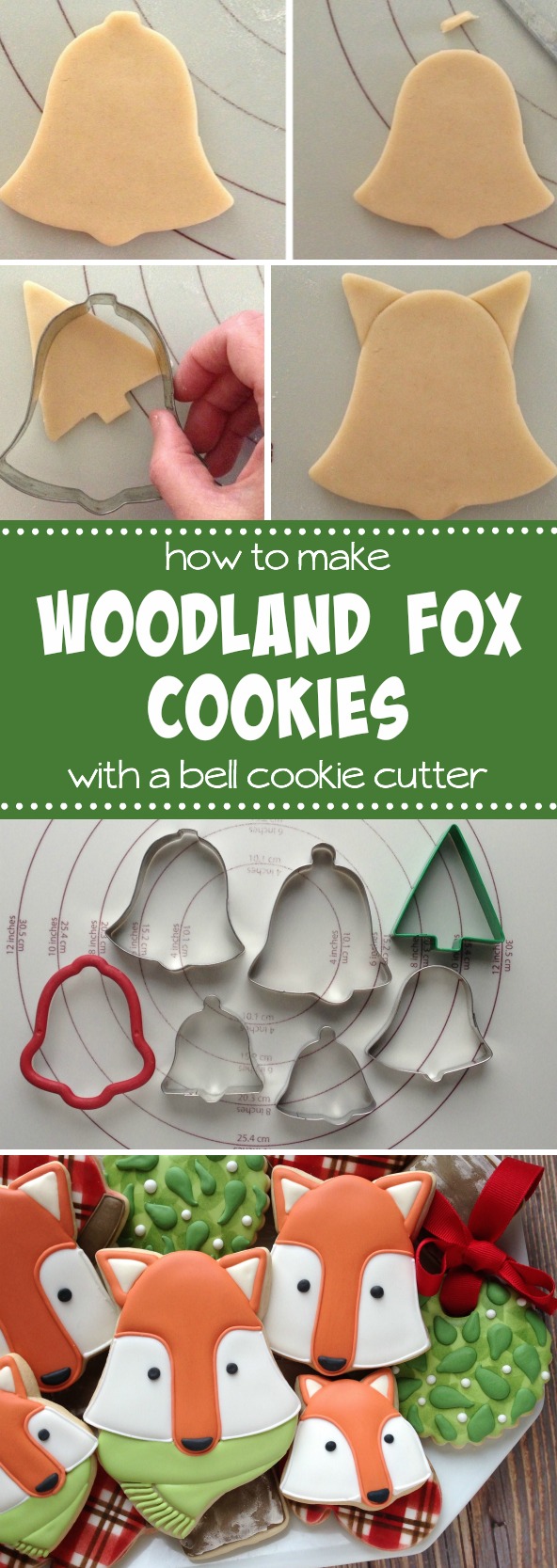 How to make woodland fox cookies with a bell cutter with Clough'D 9 Cookies via Sweetsugarbelle.com